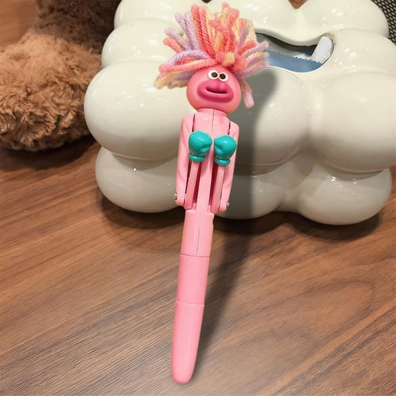 1pc Funny Exploding Hair For Man Boxing Round Ballpoint Pen Student High Looking Funny Birthday Gift 1.0mm Black Refill Knocks Big Mouth Knocks Pen W