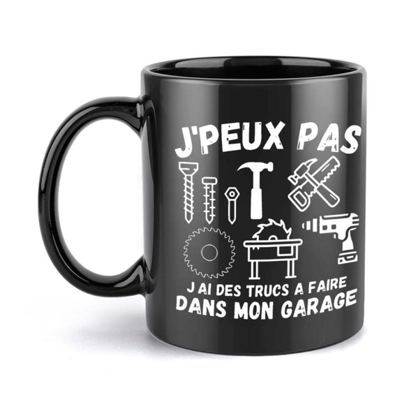 1pc Funny French Mechanic Mug I m a Tricky Truc in My Garage with French Text Tool Design 11oz Ceramic Coffee Cup Garage Office Christmas Funny Mechanics French Lovers Hot cold Bev