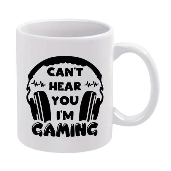 1pc Funny Gaming Headphones Mug Can t Hear You I m Gaming Cup with Headphone Graphic Ceramic Coffee Cup Gamers Birthday Holiday Gifts PC Console Office 11oz Beverage Cup Gamer Item