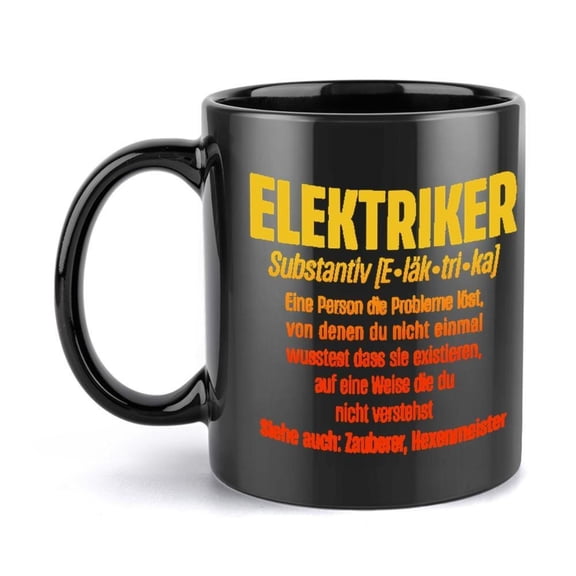 1pc Funny German Electrical Engineering Mug 11oz Coffee Cup with ELEKTRIKER Text Ideal Electricians Engineers Techs Birthday Christmas Engineer Item Durable Drinkware