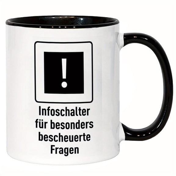 1pc Funny German Quote Coffee Mug Besonders Bescheuerte Fragen Particularly Stupid Questions Ceramic Cup with Exclamation Point Design 11oz Office Sho