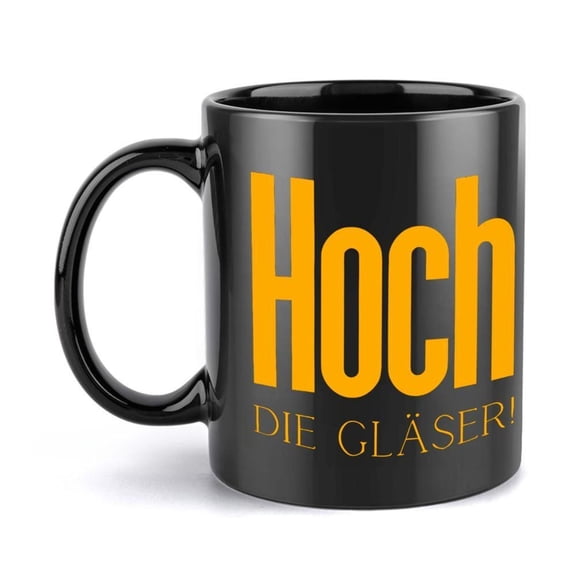1pc Funny German Saying Mug Hoch Glser High Glass Yellow German Text Heavy Duty Ceramic Coffee Cup Hot Cold Drinks 11oz 360ml Christmas Halloween Birthdays Ideal Home Office
