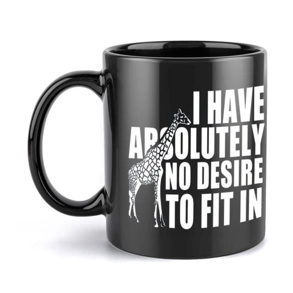 1pc Funny Giraffe Coffee Mug with I Have Absolutely No Desire to Fit In Quote Black Cup Hand Wash Only Ideal Animal Lovers Birthday Housewarming Office or Home Decor Durable Cerami