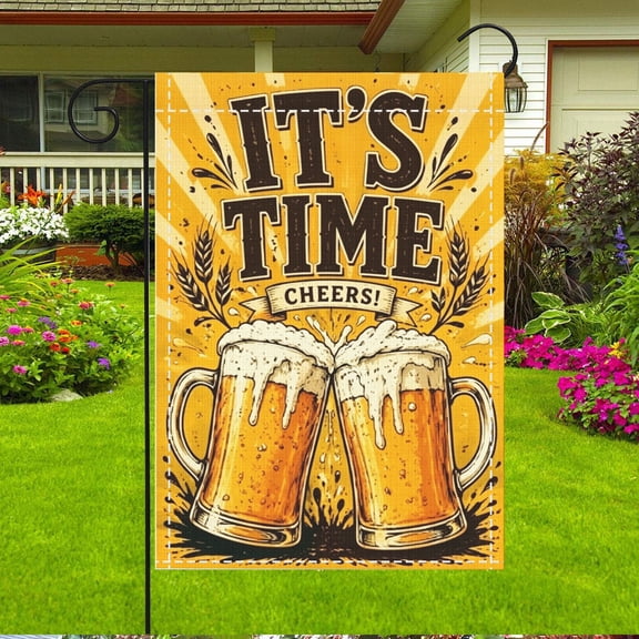 1pc Funny Group Therapy Practiced Here Beer Glasses Garden Flag, Double Sided 2D 12x18 Inch Outdoor Yard Decor, Humorous Gift for Beer Enthusiasts, Thanksgiving & Christmas Gifts, No Pole
