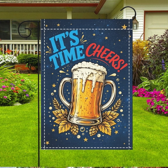 1pc Funny Group Therapy Practiced Here Beer Glasses Garden Flag, Double Sided 2D 12x18 Inch Outdoor Yard Decor, Humorous Gift for Beer Enthusiasts, Thanksgiving & Christmas Gifts, No Pole