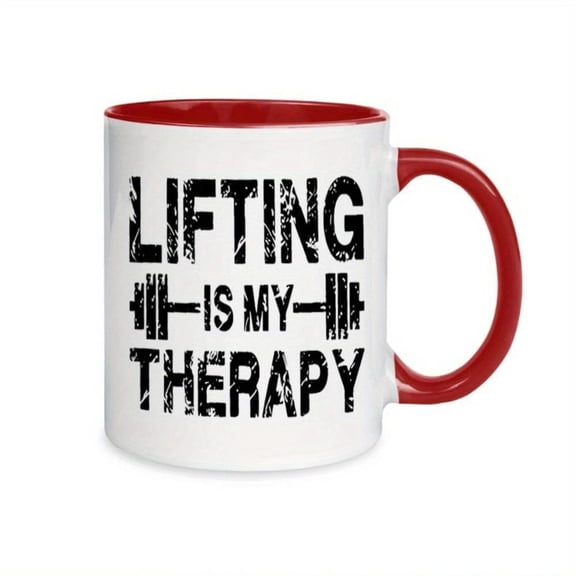 1pc Funny Gym Mug Lifting is My Relax Workout Cup with Bold Black Lettering Red Accent 11oz Coffee Cup Weightlifting Birthday Christmas Birthday Gifts Fitness Enthusiasts Ideal Hom