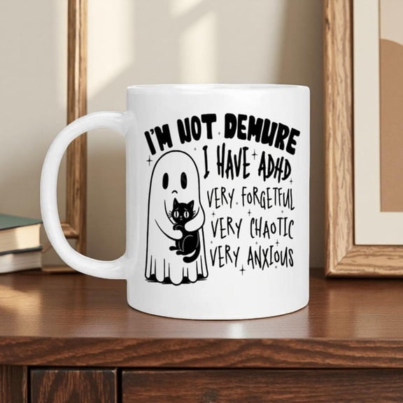 1pc Funny Halloween Mug I m Not Demuree Spooky Cup with Ghost Design 11oz or 15oz Ceramic Coffee Cup Dishwasher Halloween Party Favors Gifts Adults Te