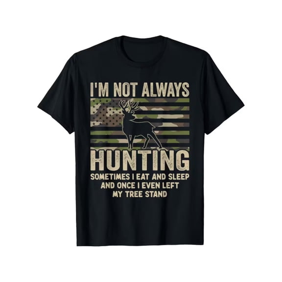 1pc Funny- I M Not Hunting Slogan&Amp; Deer Graphic- Lightweight for- Casual Outdoor Tee with American Flag Colors- Perfect Hunting Gift for Hunters- Funny Hunting Apparel,,, T Shirt for Men