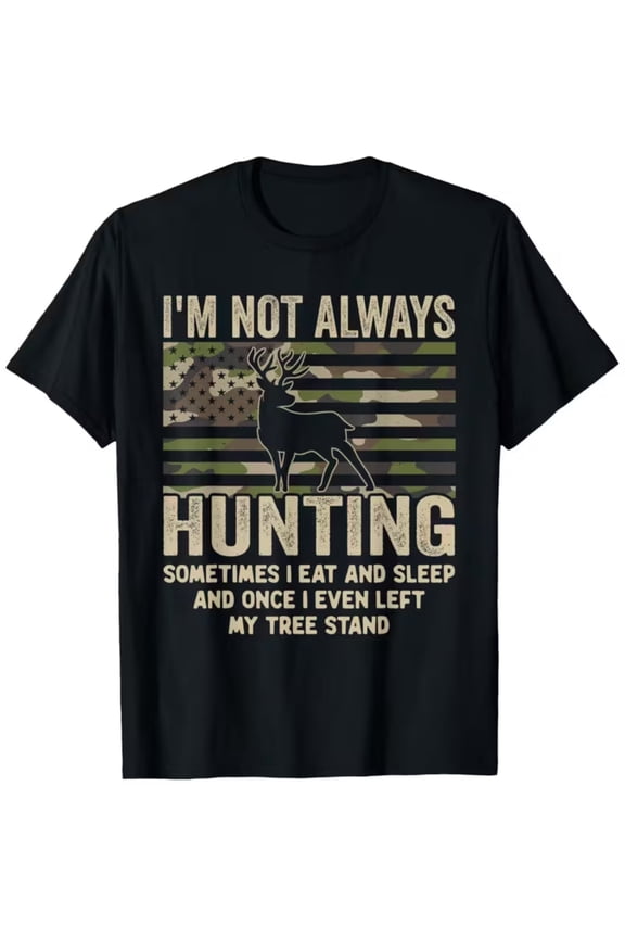 1pc Funny- I M Not Hunting Slogan&Amp; Deer Graphic- Lightweight for- Casual Outdoor Tee with American Flag Colors- Perfect Hunting Gift for Hunters- Funny Hunting Apparel,,, T Shirt for Men