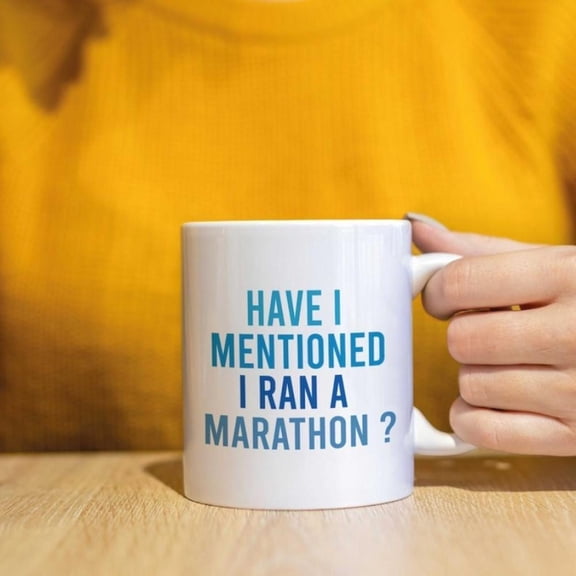 1pc Funny Have I Mentioned I Ran a Marathon White Ceramic Coffee Mug with Ergonomic Handle 11oz Reusable Cup Runners Marathon Finishers Fitness Enthus