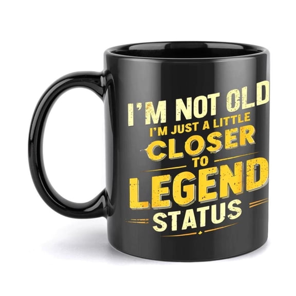 1pc Funny I m Not Old I m a Little Closer to Legend Status Mug 11oz Ceramic Coffee Cup with Yellow Text Restaurants Businesses Ideal Holiday Birthday Christmas Women Men