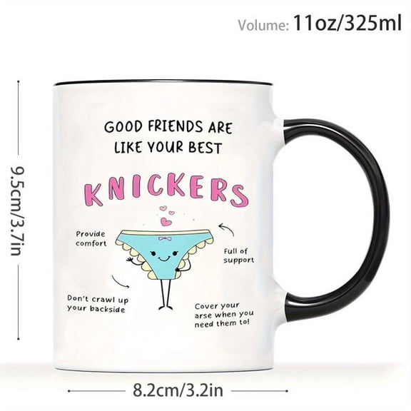 1pc Funny Knickers Underwear Themed Mug 11oz Coffee Cup with Humorous Doodle Design British Slang Wordplay Dishwasher Women Humor Lovers Valentine s D