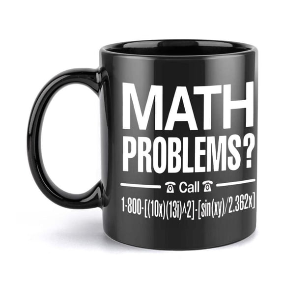 1pc Funny Math Equation Ceramic Mug 11oz Black Coffee Cup with White MATH PROBLEMS Design Phone Dial Pattern Humorous Math Lovers Teachers Students Birthday Holiday Present Educati