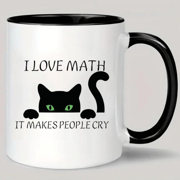 1pc Funny Math Lover s Ceramic Mug 11oz Insulated Coffee Cup with I Love Math It Makes People Cry Equation Black White Durable Design Math Enthusiasts Teachers Students Reusable Hot Cold Drinks