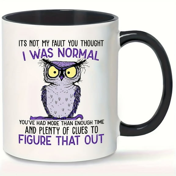1pc, Funny Owl Coffee Mug, Porcelain Coffee Cups, I Was Normal Water Cups, Easy To Clean, Microwave Safe, Summer Winter Drinkware, Birthday Gifts, Holiday Gifts, Thanksgiving Gifts, Christmas Gifts