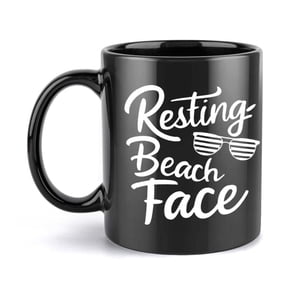 1pc Funny Resting Beach Face 11oz Ceramic Coffee Mug Black with White Text Hand Wash Only Birthdays Holidays Office Family Parties Weddings Funny Coffee Mug Party Drinkware Playful