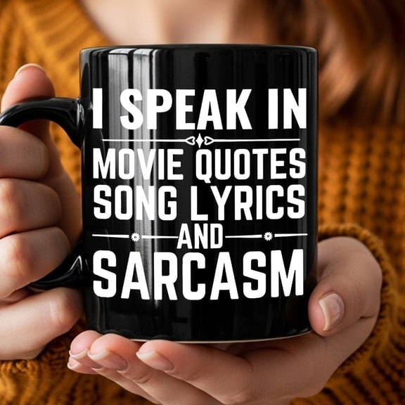 1pc Funny Sarcastic Movie Quotes & Song Lyrics Coffee Mug With Iconic Film Lines - Black Cup For Movie Lovers, Music Fans, Office & Home Use - Ideal, Christmas, Coworkers, Spouse, Daily Use
