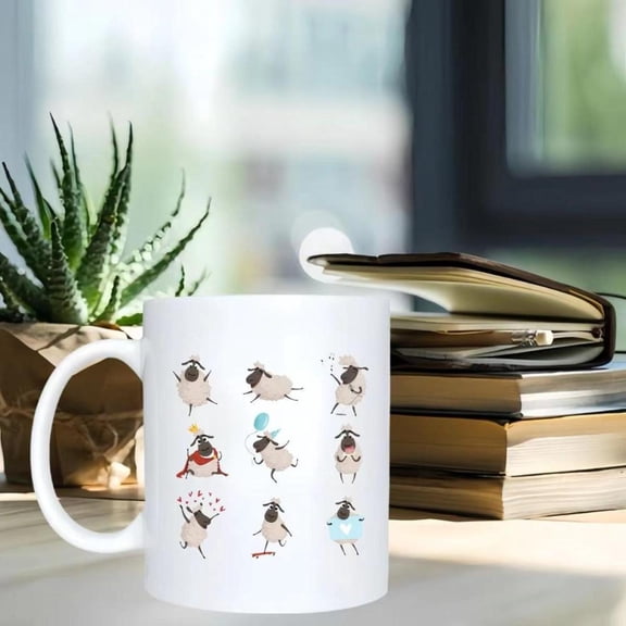 1pc Funny Sheep Mark Cup Unique Design and Large Capacity Coffee or Tea 11oz