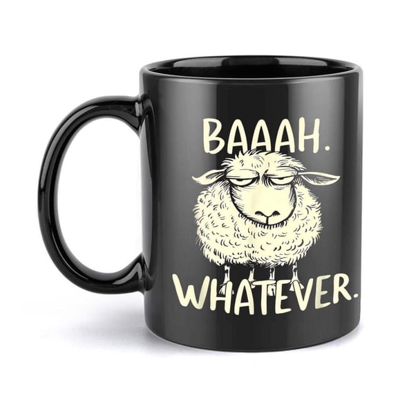 1pc Funny Sheep Mug with BAAAAH WHATEVER Text Sleeping Sheep Design 11oz Freezer Ceramic Coffee Cup Suitable Office Home Camping Novelty Sheep Shaped