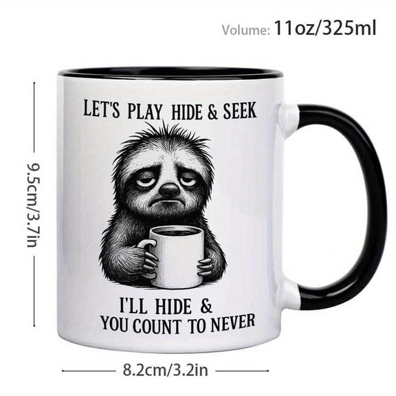 1pc Funny Sloth Coffee Mug Cute Sloth Holding Cup Dishwasher Ceramic Cup with Funny Sloth Design Sloth Lovers Birthday Christmas Office or Home Use Id