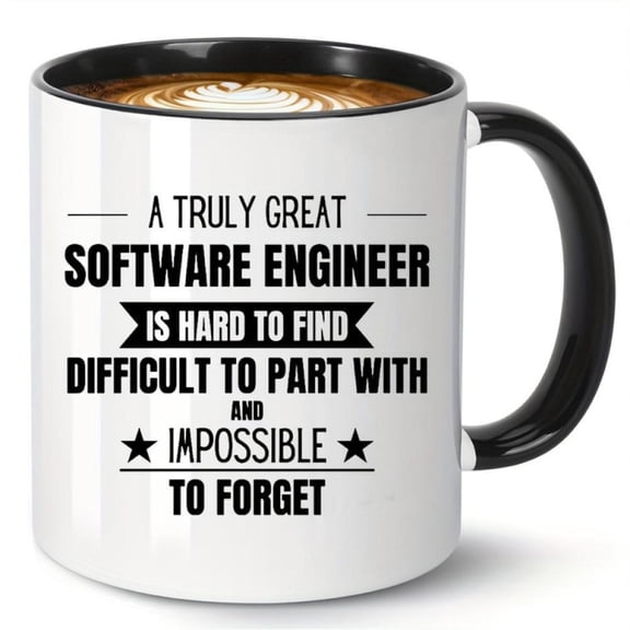 1pc Funny Software Engineer Mug A Truly Great Software Engineer is Hard to Find Quote White Ceramic Coffee Cup with Black Code like Text Durable Tech Programmers IT Professionals B