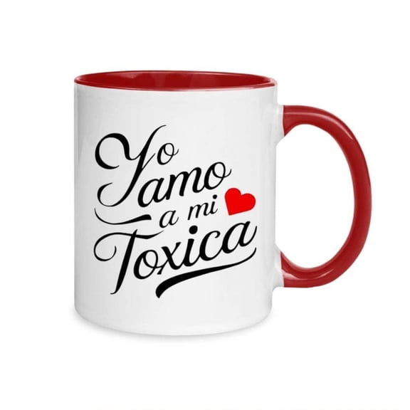 1pc Funny Spanish Love Mug Yo Amo a Mi Toxic Cup with Red Heart White Ceramic Coffee Cup Birthday Christmas Wedding Her Him Office Home Party Hand Wash Only Home Decor Playful Desi