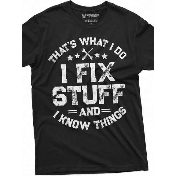 [1pc Funny T-Shirt] 100% Cotton Men's Funny "I Fix Stuff" T-Shirt | Casual Round Neck, Machine Washable, All-Season Comfort for Men & Teens | Perfect for Outdoor, Sports & Leisure, Mechanic T Shirts