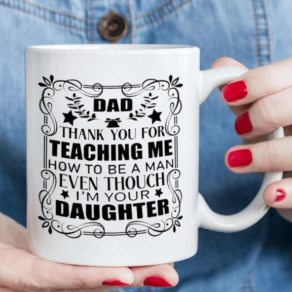 1pc Funny Thank You Dad Ceramic Mug Humorous Design with Heartfelt Message Reusable High Quality Washable Microwave 3 74inch Tall Dads Cute and Durable Everyday Mug Contrasting Han