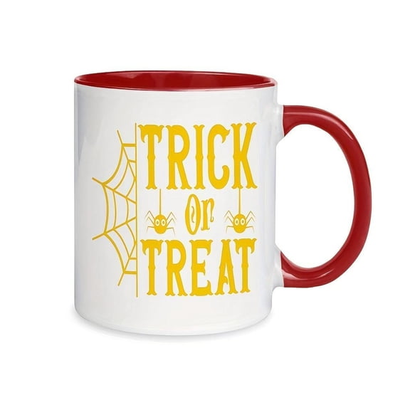 1pc Funny Trick or Treat Spider Mug 11oz Ceramic Coffee Cup with Red Handle Halloween Party Birthdays Christmas Weddings Office Family Halloween Mug Playful Design Durable Mug