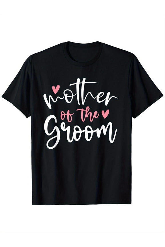 1pc Funny Wedding Groomsmom T-Shirt Suitable for & Men - Matching Family Shirts for Mother of Groom & Bachelorette Party Outfit, Casual Round Neck Short Sleeve Top, Wedding Party Attire,