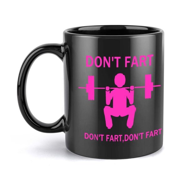 1pc Funny Weightlifting Mug Gym Humor Cup with DON T FART Text Pink Workout Design 11oz Ceramic Coffee Cup Gym Office Birthday Wedding Labor Day Gifts Ideal Fitness Enthusiasts Wei