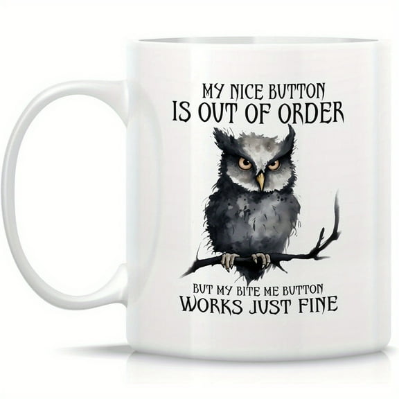 1pc, Funny owl Coffee Mug, 11oz Ceramic Coffee Cups, Water Cups, Summer Winter Drinkware,owl lovers' gift