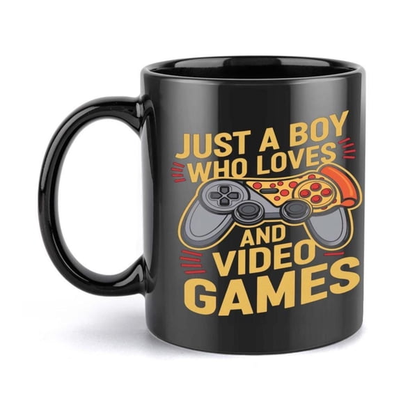1pc Gamer S Delight Ceramic Mug 11oz Black Coffee Cup with Just a Boy Who Loves Video Games Design Birthday Christmas or Holiday Gifts Gaming Coffee Mug Playful Design Ceramic Mug Gaming Accessorie