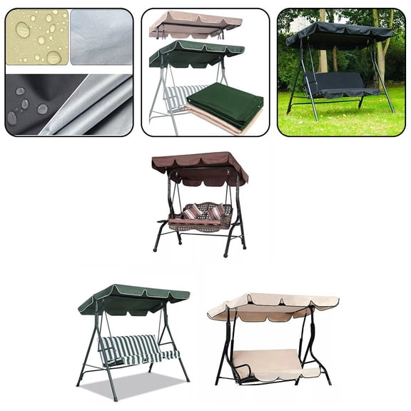 1pc Garden Swing Chair Top Cover Awning Top Rain Cover Canopy Swings Roof Canopy Green Smile Home