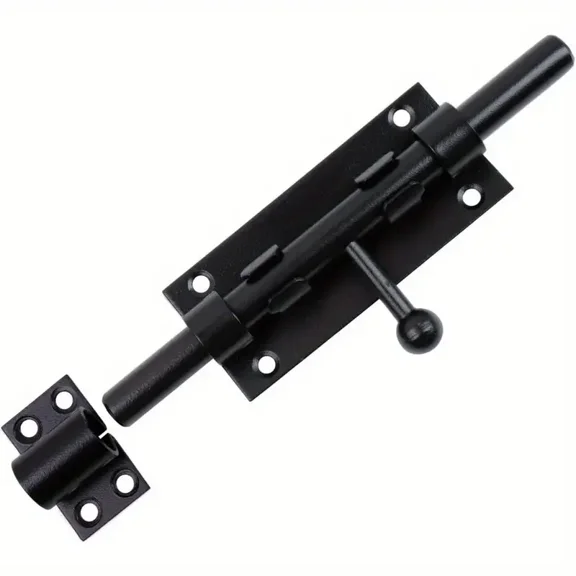 1pc Gate Barn Lock Latch, Slide Bolt Gate Latch Hardware Barrel Bolt Latch Door Lock Bolt Gate Latch Stainless Steel Heavy Duty Fence Slide Door Latches Hardware, Black, 8 Inch