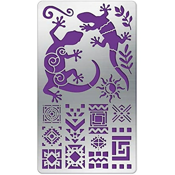 1pc Gecko Metal Journal Stencil African Totem Sun Metal Painting Template Stainless Steel Multifunctional Planner