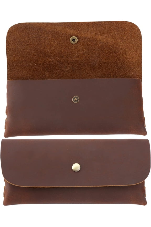 1pc Genuine Leather Cash Envelopes Coconut Brown Reusable Budget Envelope Wallet Retro Clutch Wallet Rectangle Cash Wallet for Men 17.4x7.8x3.3cm diy Coconut Brown