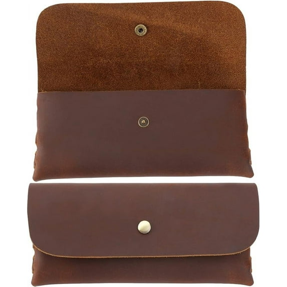1pc Genuine Leather Cash Envelopes Coconut Brown Reusable Budget Envelope Wallet Retro Clutch Wallet Rectangle Cash Wallet for Men 17.4x7.8x3.3cm