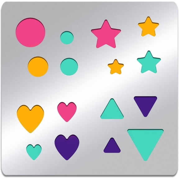 1pc Geometric Pattern Stainless Steel Stencils Template Heart/Round/Star/Triangle Metal Journal Stencils for Wood Burning Pyrography and Engraving Scrapbooking Crafting DIY Silver