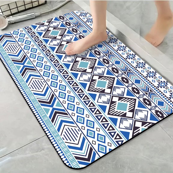 1pc Geometric Tribal Pattern Bathroom Rug Bathroom Decor and Accessories- Durable,Anti Slip,And Quick Drying,Suitable For Indoor/outdoor Use - Perfect For Bathrooms,Bedrooms,Kitchens