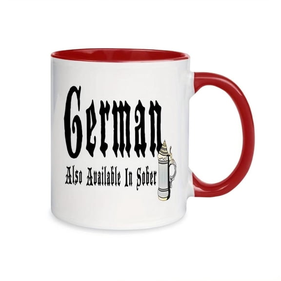 1pc German Beer Mug 11oz Ceramic Coffee Cup with German Text German Design Red Color Scheme Holiday Gifts Birthday Christmas Festive Drinkware Durable Drinkware