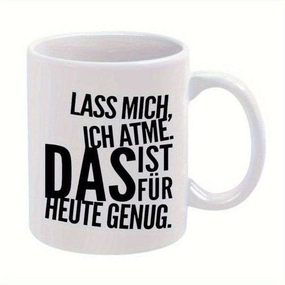 1pc German Ceramic Coffee Mug with Bold Life Is Too Short Inspirational Quote White with Black Lettering Durable Ceramic All Seasons Ideal Friends Family Coffee Bar Accessories Hom