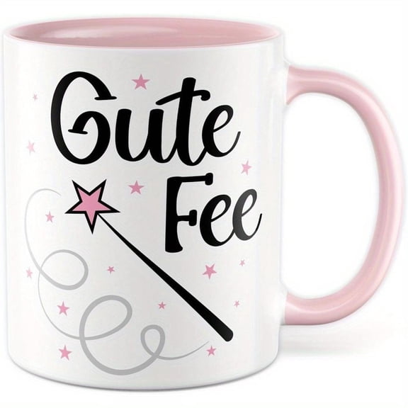 1pc German Fairy Mug Cute Gute Fee Good Fairy design in Pastel Pink Dishwasher Microwave Birthday Christmas Mom Grandma Friend Fairy Gifts Festive Dri