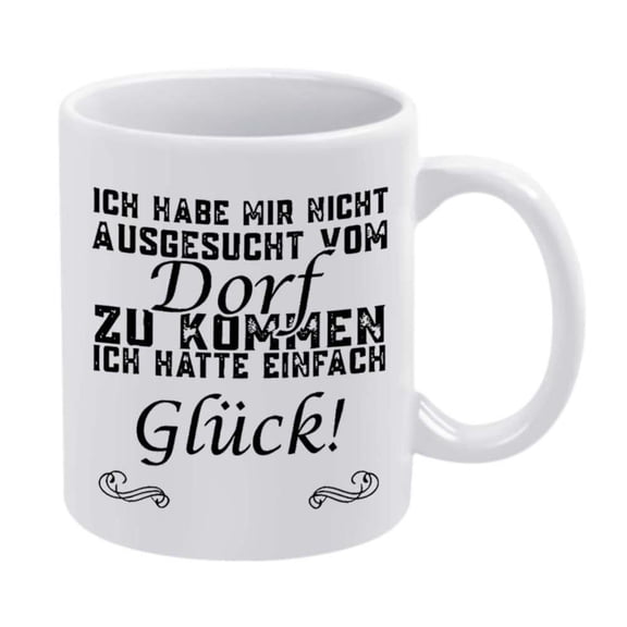 1pc German Glck Coffee Mug 11oz Ceramic Cup with Black White Design Hand Wash Only Reusable Hot Cold Beverages Birthday or Holiday Coffee Bar Accessories German Holiday Mug Friend