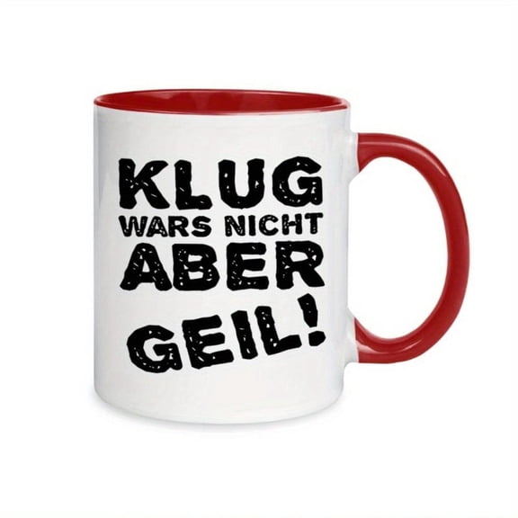 1pc German Mug Bold Black Text Cup 11oz Coffee Cup with Red Accent German Language Design Everyday Use Birthday Christmas Hot Chocolate Lovers Statement Piece German Christma Mug C