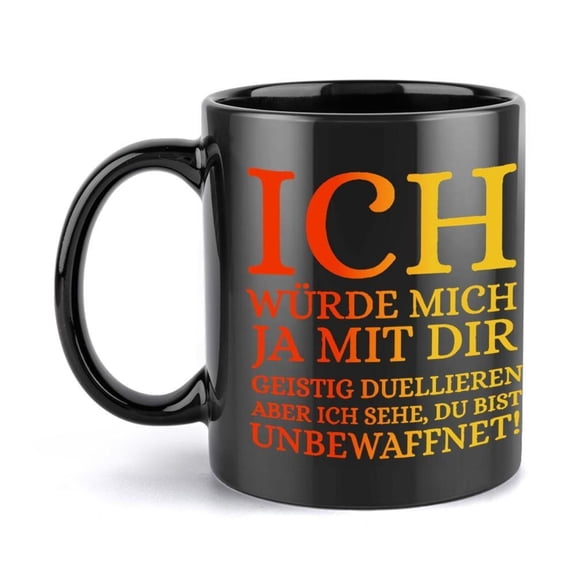 1pc German Phrase Coffee Mug Cup with Orange ICH WUNDERBAR MENSCH Text Hot Cold Beverage Cup Home Office Restaurant Birthday Christmas Halloween Gifts Women Men Durable Ceramic Cup