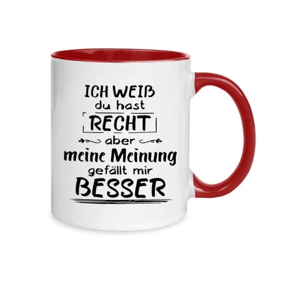 1pc German Quote Coffee Mug 11oz Ceramic Cup with Red Handle I m Happy When I m Drinking Coffee Design Hand Wash Only Reusable Hot Cold Beverages Birthday or Holiday Coffee Bar Acc