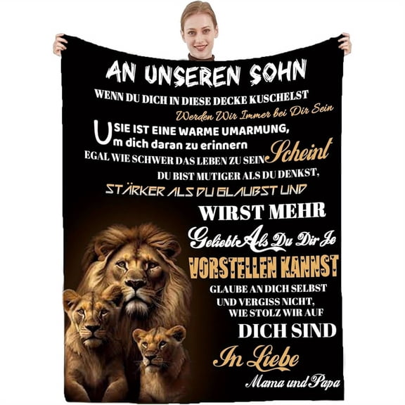 1pc German Quote Throw Blanket for Son Soft Flannel Sofa Blanket Knit Digital Print All Season Vintage Style 200 250g Fabric No Embellishments Home & Kitchen Bedding