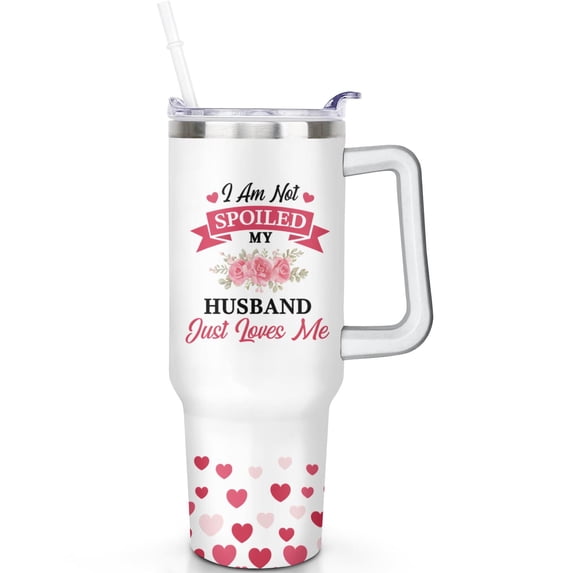 1pc Gift for wife 40oz Tumbler with Straw & Handle - Insulated Stainless Steel Cup | Holiday Gift for Man Women (Christmas, Valentine's, Birthday)
