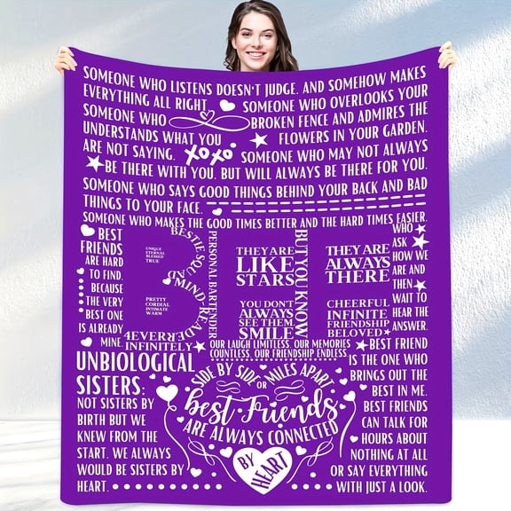 1pc Gifts For Best Friend Purple Throw Blanket For Bestie BFF Friendship Gifts For Teen Girls Women Sister Soul Sister Gifts